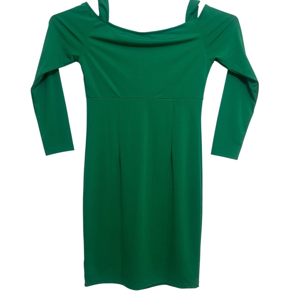 BURLADY Cold Shoulder Dress Womens L‎ Green Excellence Cold Shoulder Long Sleeve
